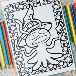 Póster Funny Halloween Alien Coloring Page