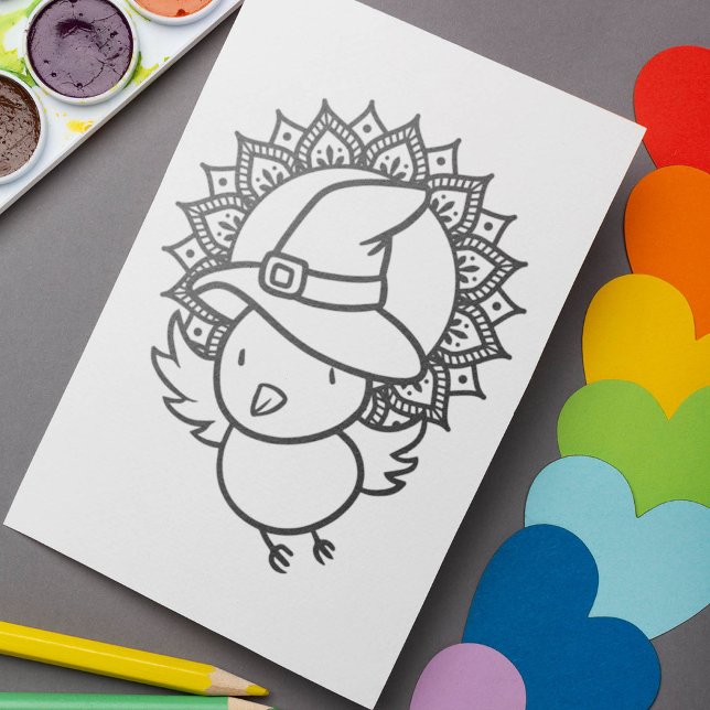 Póster Funny Halloween Bird Colour Page (Subido por el creador)