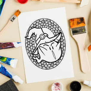 Póster Funny Halloween Bubble Ghost Colour Page