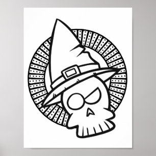 Póster Funny Halloween Cynical Skull Coloring Page