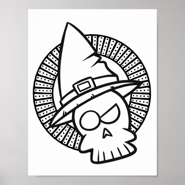 Póster Funny Halloween Cynical Skull Coloring Page (Frente)