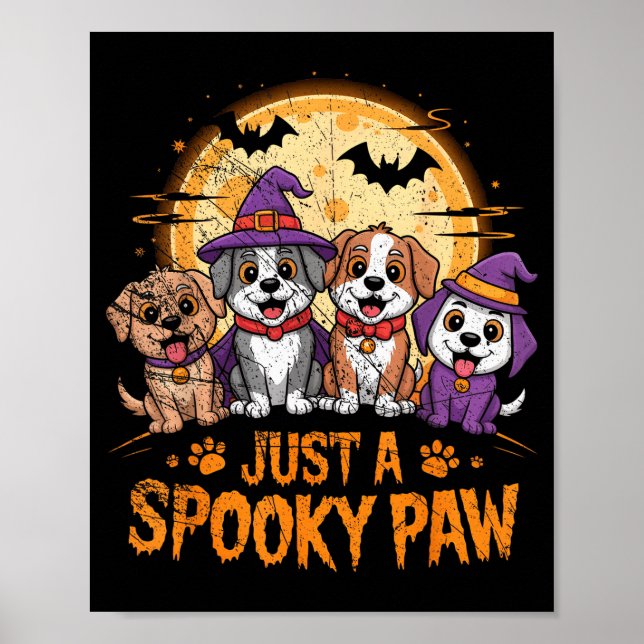 Póster Funny Halloween Dog Ghost Costume Puppy Just A Sok (Frente)