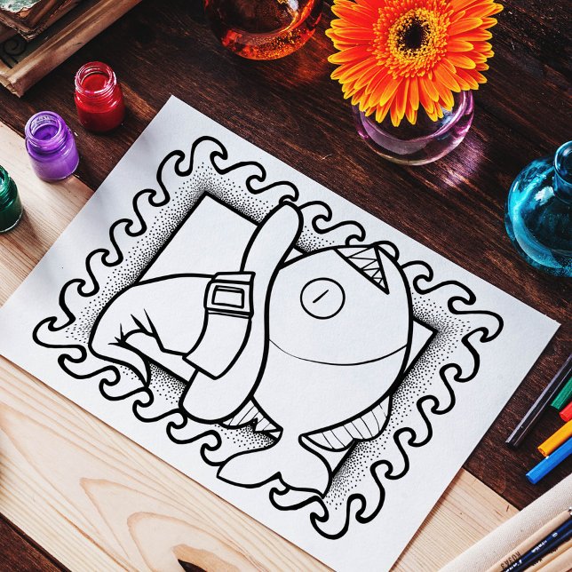 Póster Funny Halloween Fish Colour Page (Subido por el creador)