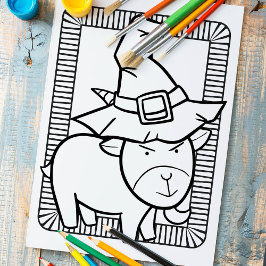 Póster Funny Halloween Goat Coloring Page