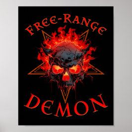 Póster Funny Halloween Hell Demon Skull - Horror gótico