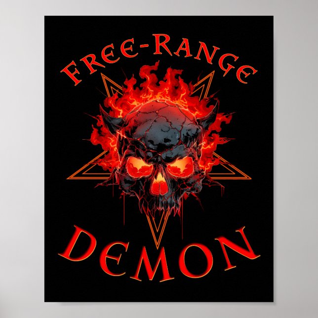Póster Funny Halloween Hell Demon Skull - Horror gótico (Frente)