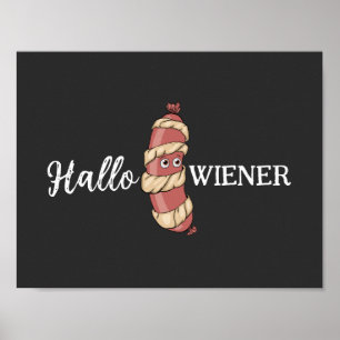 Póster Funny Halloween Hotdog Mummy Hallowiener Pun
