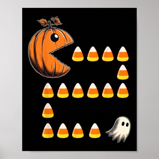 Póster Funny Halloween Jack O Lantern Calabaza de comida (Frente)
