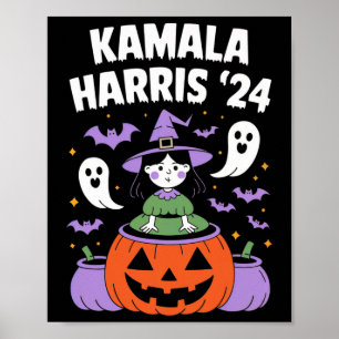 Póster Funny Halloween Kamala Harris Pumpkin 2024