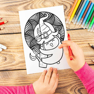 Póster Funny Halloween Koala Coloración Página