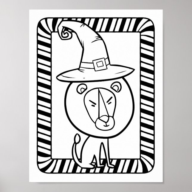 Póster Funny Halloween Lion Coloring Page (Frente)