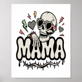 Póster Funny Halloween Mama Cool Skull