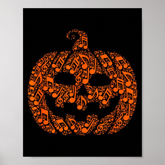 Póster Funny Halloween Music Note Musician Jack O Lantern (Frente)
