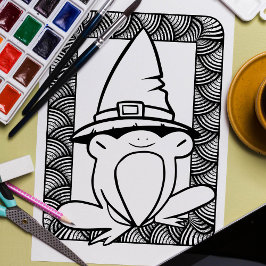 Póster Funny Halloween Slit eye Frog Coloring Page