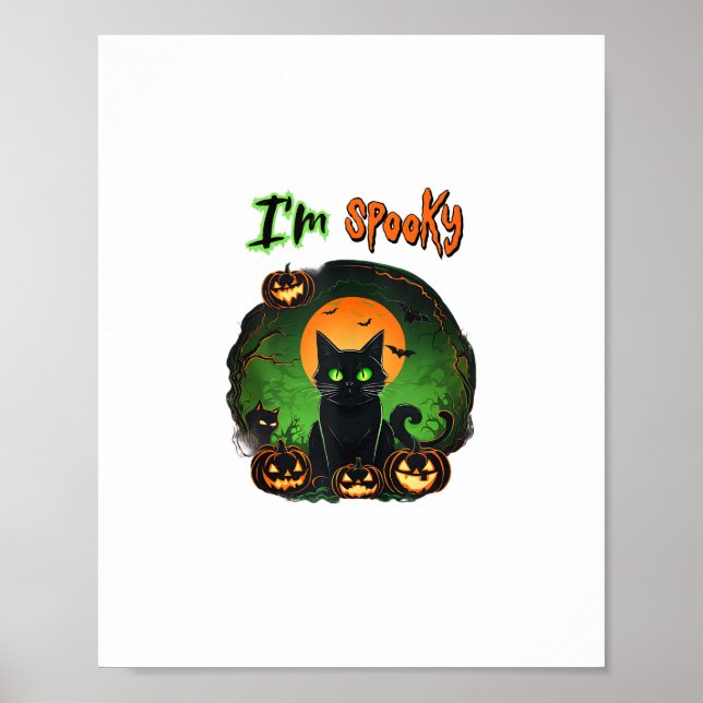 Póster Funny Halloween Spooky Black Cat Bat Starr (Frente)