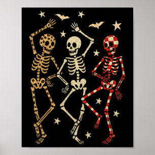 Póster Funny Halloween Spooky Bones Skull Bailando Regalo