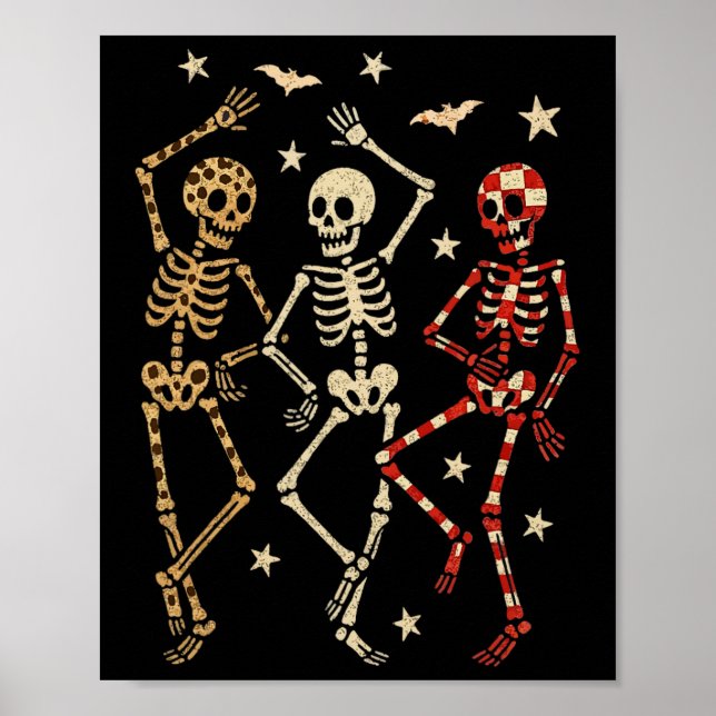 Póster Funny Halloween Spooky Bones Skull Bailando Regalo (Frente)