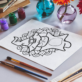 Póster Funny Halloween Sugar Glider Colour Page