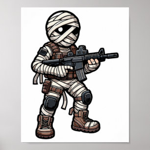Póster Funny Halloween Tactical Mummy Army Men Veterans C