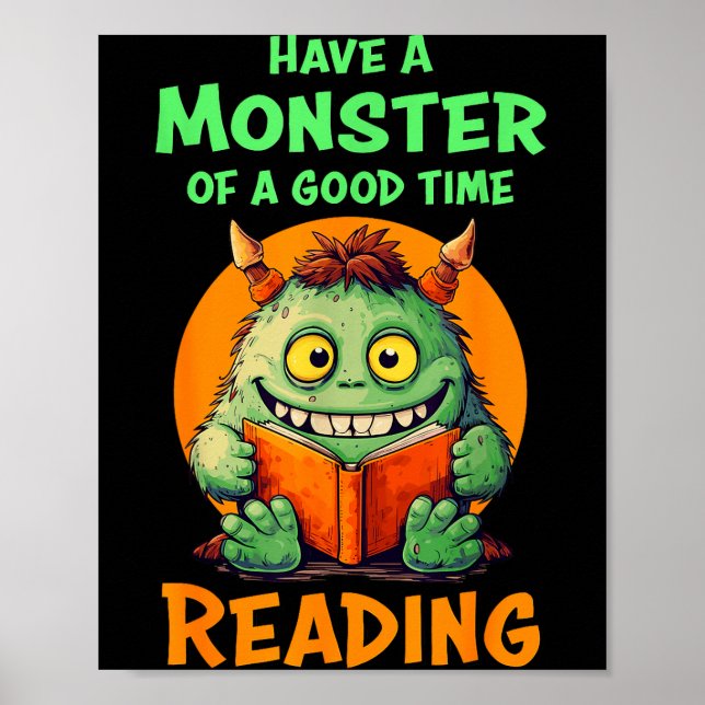 Póster Funny Halloween Teacher Librarian Monster Reading  (Frente)