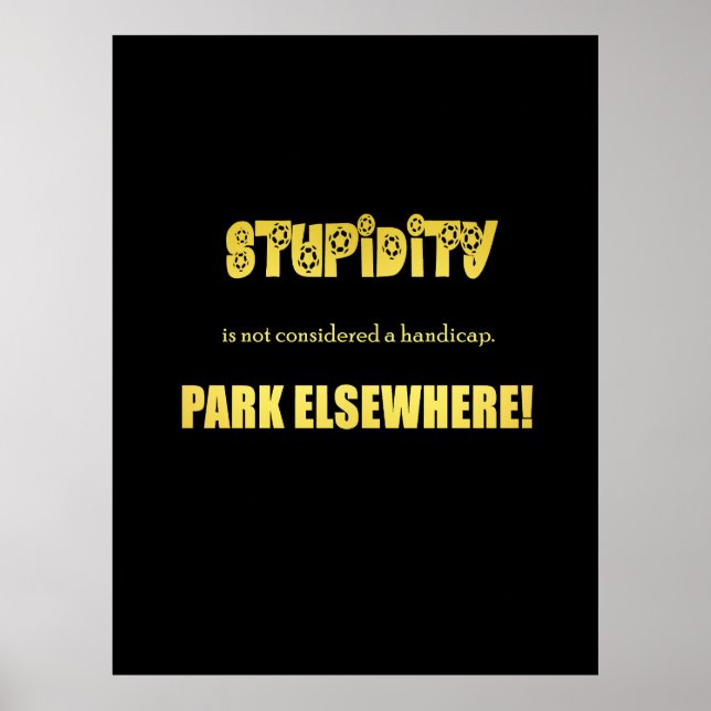 Póster Funny Handicap Parking Chiste (Frente)