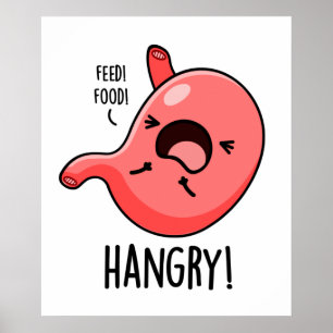 Póster Funny Hangry Hungry Angry Stomach Pun