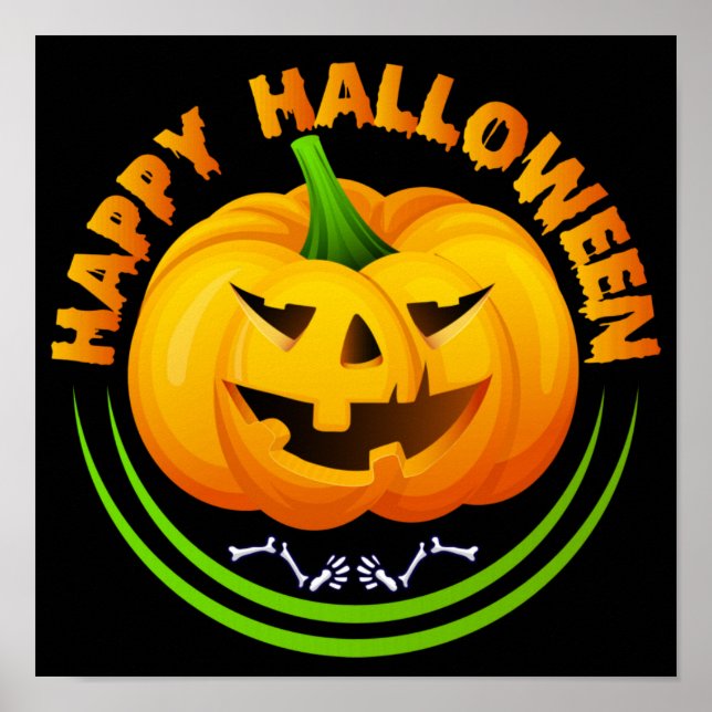 Póster Funny Happy Halloween Scary Pumpkin Poster (Frente)