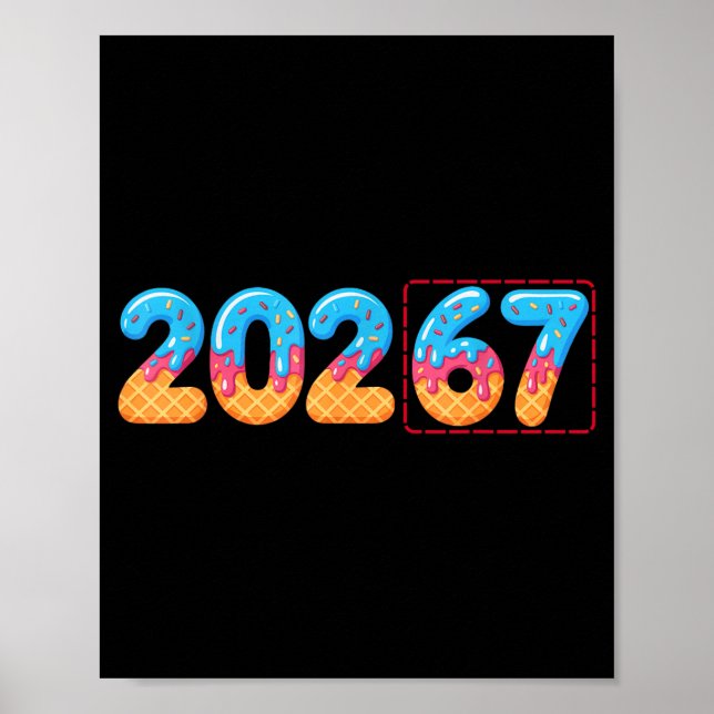Póster Funny Happy New Year 2026 20267 Ice Cream Drip 67  (Frente)