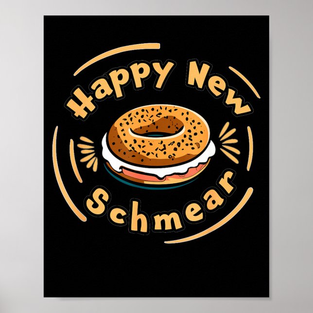 Póster Funny Happy New Year Bagel &amp; Schmear Jewish Br (Frente)