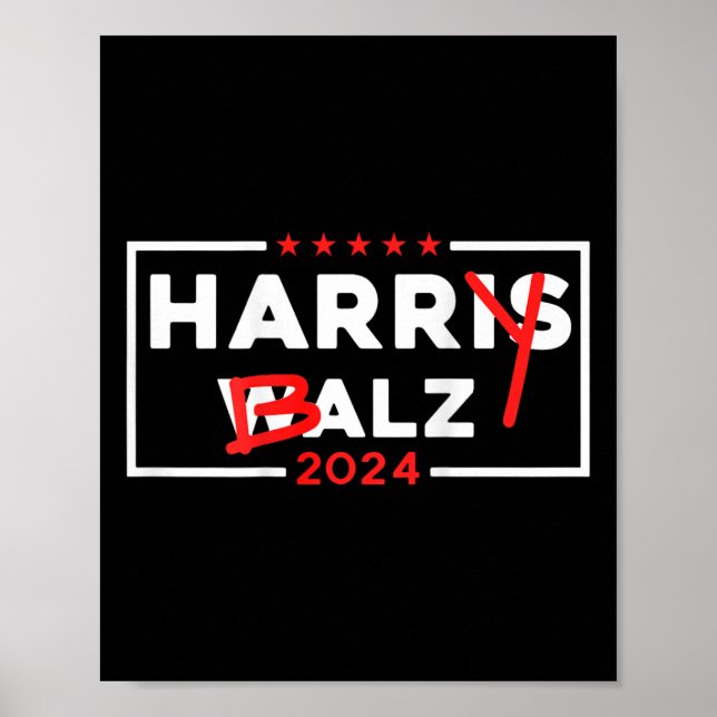 Póster Funny Harris W 24 Harry B 2024 Meme Democratic (Frente)