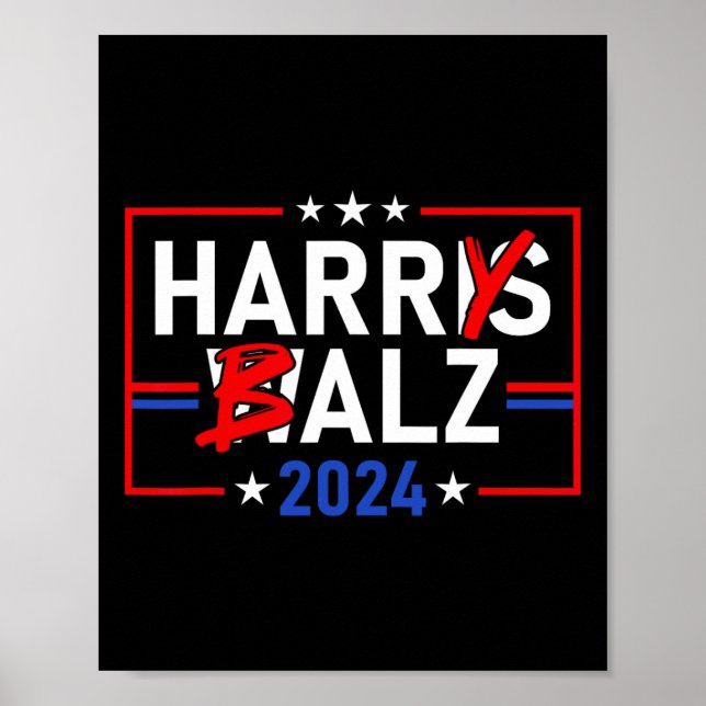 Póster Funny Harris W 24 Harry B 2024 Meme Democratics Vo (Frente)