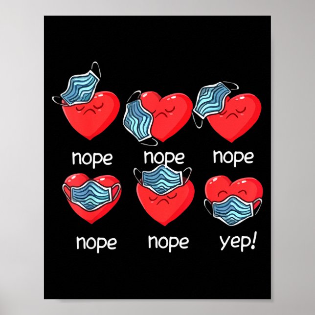 Póster Funny Heart Face Mask Men Women Cute Sweet Valenti (Frente)