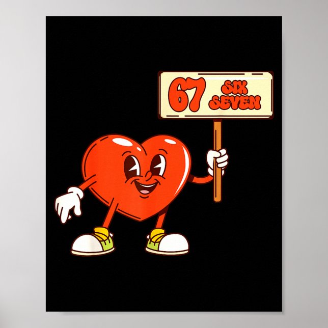 Póster Funny Hearts 67 Valentine Six Seven Meme Gen Alpha (Frente)
