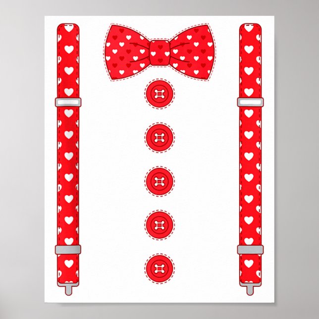 Póster Funny Hearts Bow Tie Suspenders Valentine's Day Co (Frente)