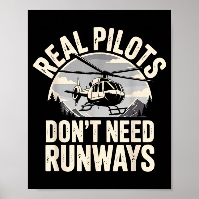 Póster Funny Helicopter Lot Art For Men Women Flying Heli (Frente)
