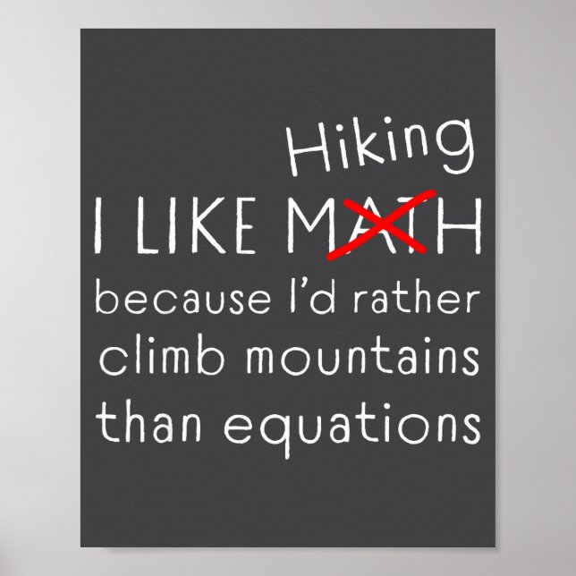 Póster Funny Hiking Over Math Humor Mountains Vs Equation (Frente)
