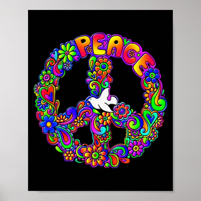 Póster Funny Hipe Flower Wer Peace Sign Tee  (Frente)