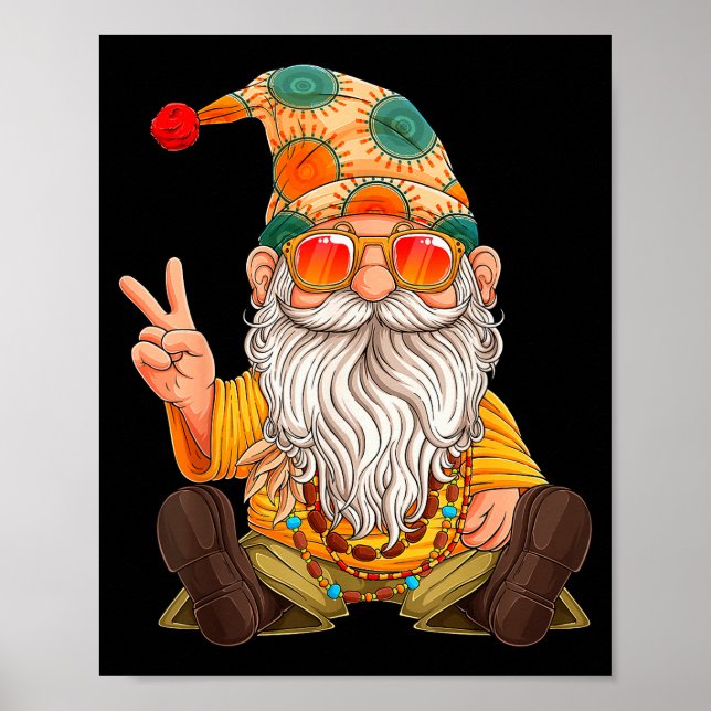 Póster Funny Hipe Gnome Peace Sign Gnomes Lovers Men Wome (Frente)