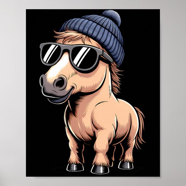 Póster Funny Horse In Retro Style - Farm Humour Ny Funny  (Frente)