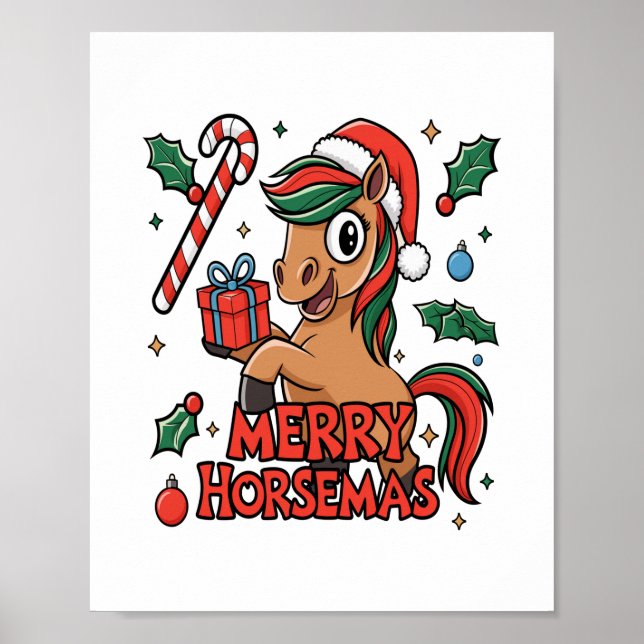 Póster Funny Horse Merry Horsemas (Frente)
