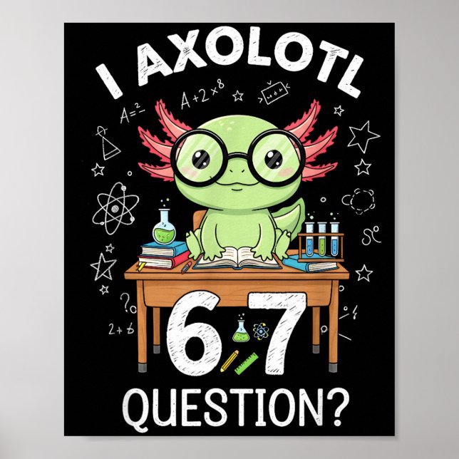 Póster Funny I Axolotl 67 Questions Science Axolotl Boys  (Frente)
