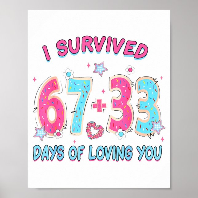 Póster Funny I Survived 67 + 33 Days Of Loving You Valent (Frente)