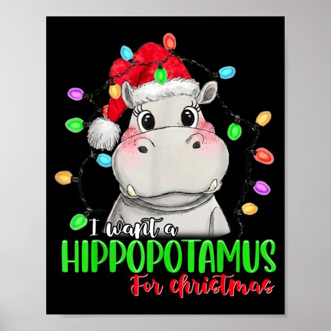 Póster Funny I Want A Hiptamus For Christmas Xmas Hip Lov (Frente)