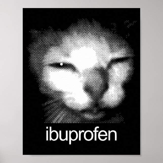 Póster Funny Ibuprofen Cat Meme Retro Ugly Cat Face Mens  (Frente)