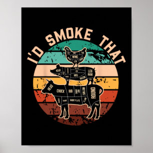 Póster Funny Id Fumar Ese Gracioso Parrillaje Retro De Ba