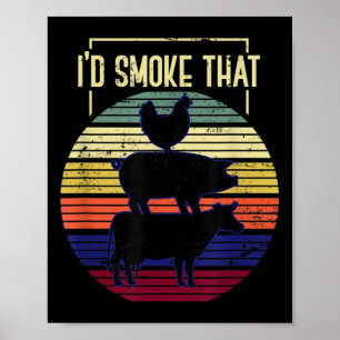 Póster Funny Id Humo Que El Chef De Bbq Grillmaster Gift