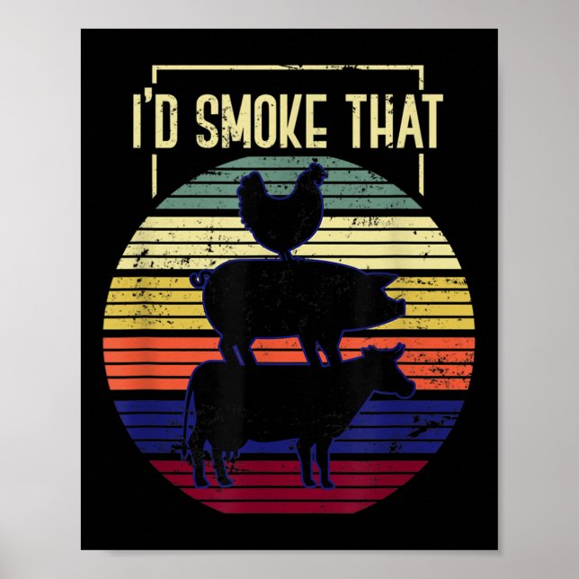 Póster Funny Id Humo Que El Chef De Bbq Grillmaster Gift  (Frente)