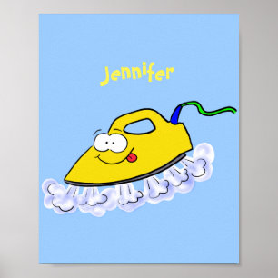 Póster Funny ilustracion de lavandería de hierro personal
