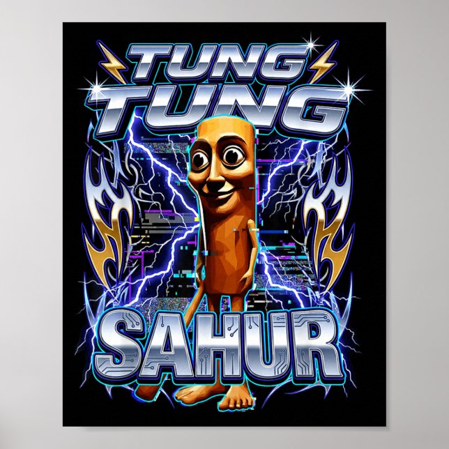 Póster Funny Italian Brainrot Tung Tung Tung Sahur  (Frente)