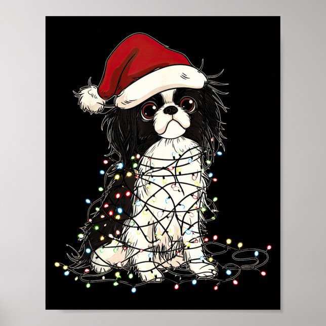 Póster Funny Japanese Chin Christmas Graphics Dog Lights  (Frente)